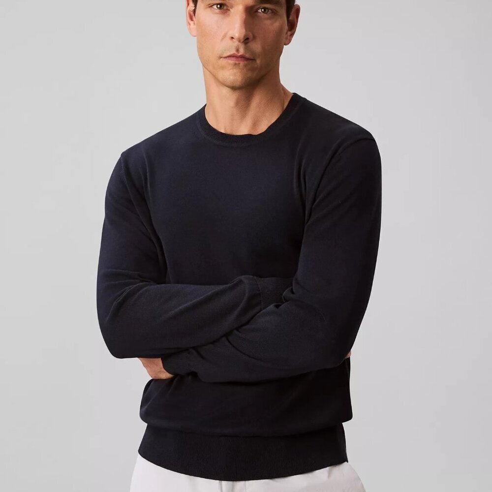 CALVIN KLEIN Mens Knit Crewneck Sweater Sapphire 100% Supima Cotton